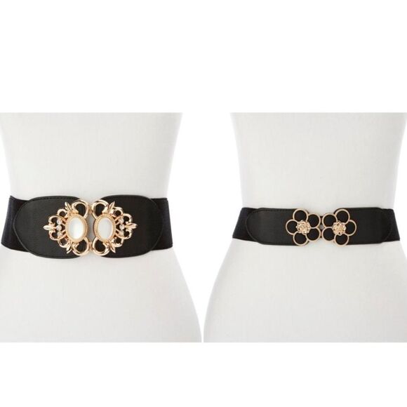 Antthony 2-pack Embellished Buckle Stretch Belts M/L black NWT IN PACKAGING - Picture 1 of 3